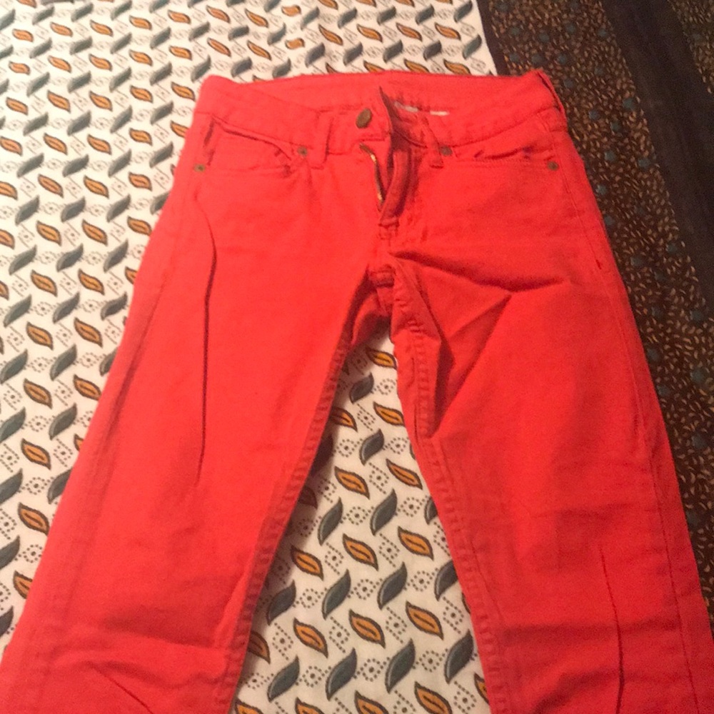 Red skinny jeans
